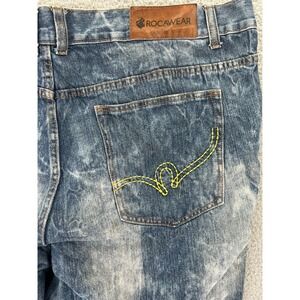 ROCKWEAR Distressed Acid Wash Denim Jeans Men's 44 (47x30.5 Actual) Straight Leg